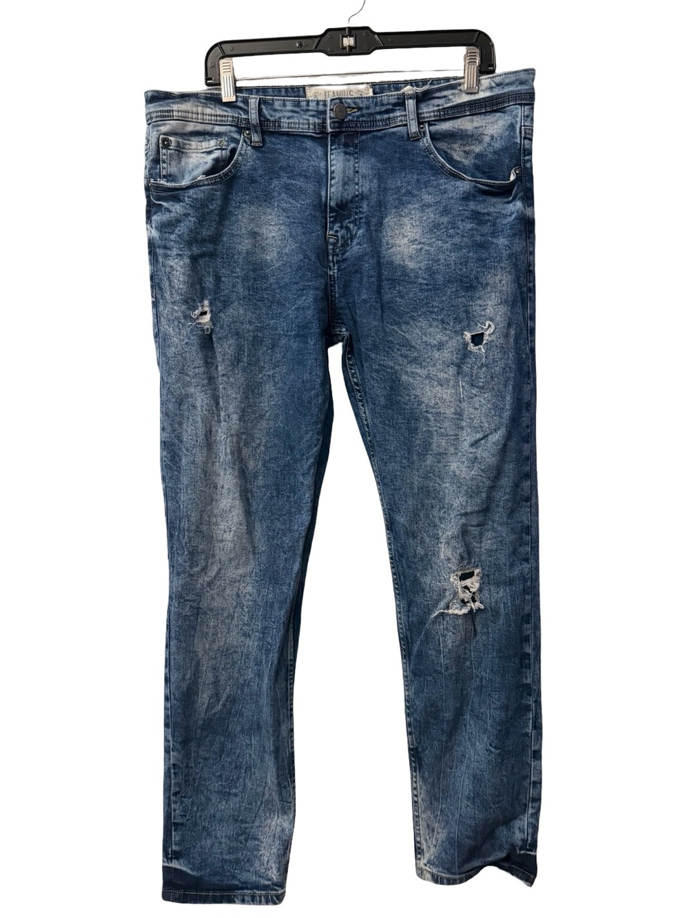Men's Distressed Blue Jeans - Classic Straight Fit 38x30